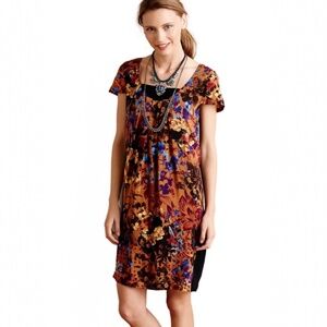 Maeve Anthropologie Dress Women's Petite SM Multicolor Pintura Silk Mini Floral